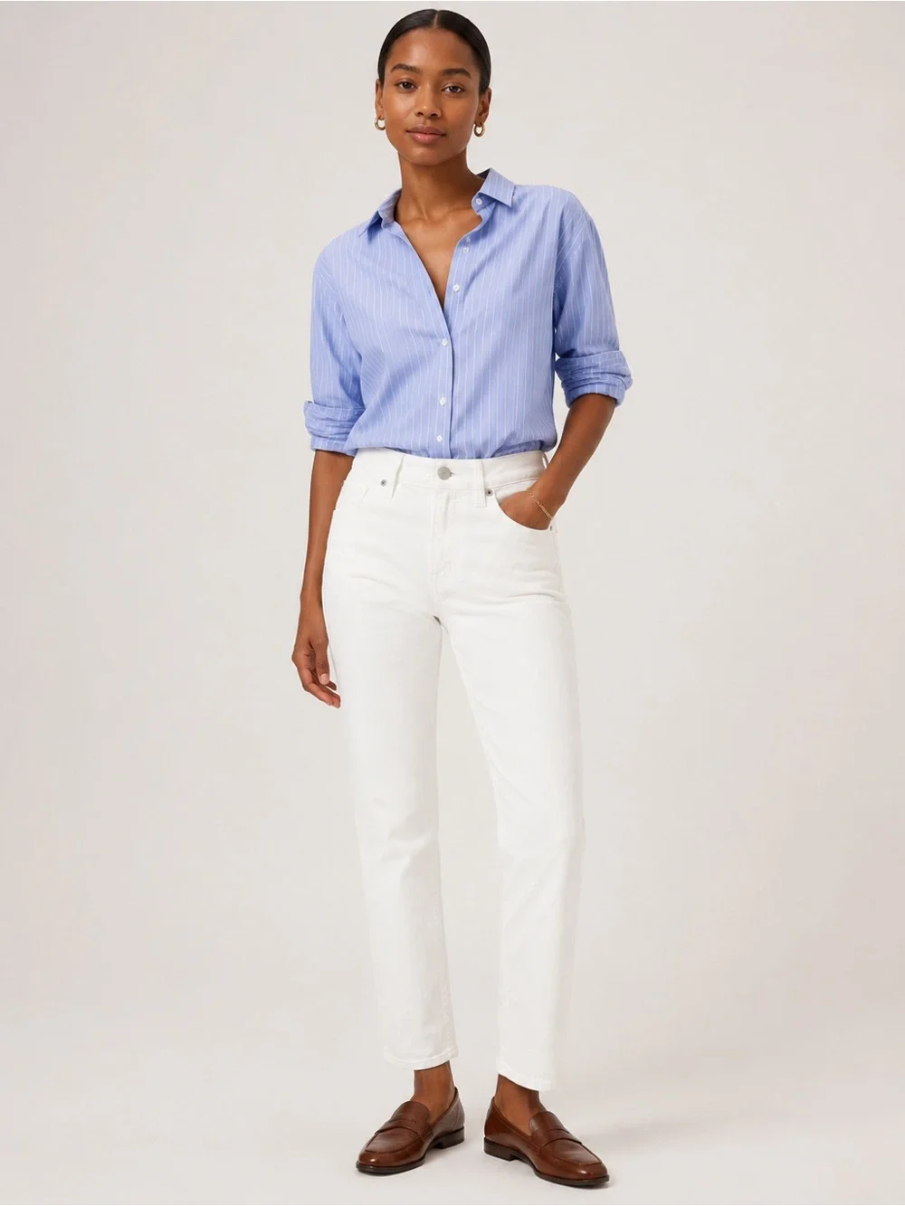 J. Crew White High-Rise Straight Jeans